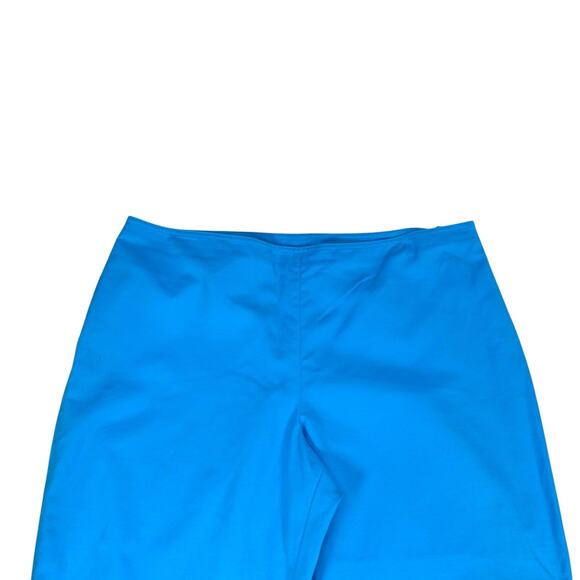 St John Pant Women’s 16 Blue Cotton Stretch Side Zip Wide-Leg Classic Ankle - Picture 3 of 10